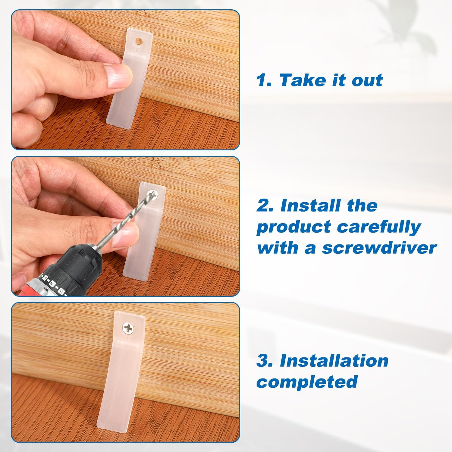 30Pcs Anti-Slip Drawer Stoppers, Non Slip Clear PVC Plastic Drawer Stops with Screws for Old Dresser Furniture Cabinet Bottom Repair Fixing Tool Replacement image number 3