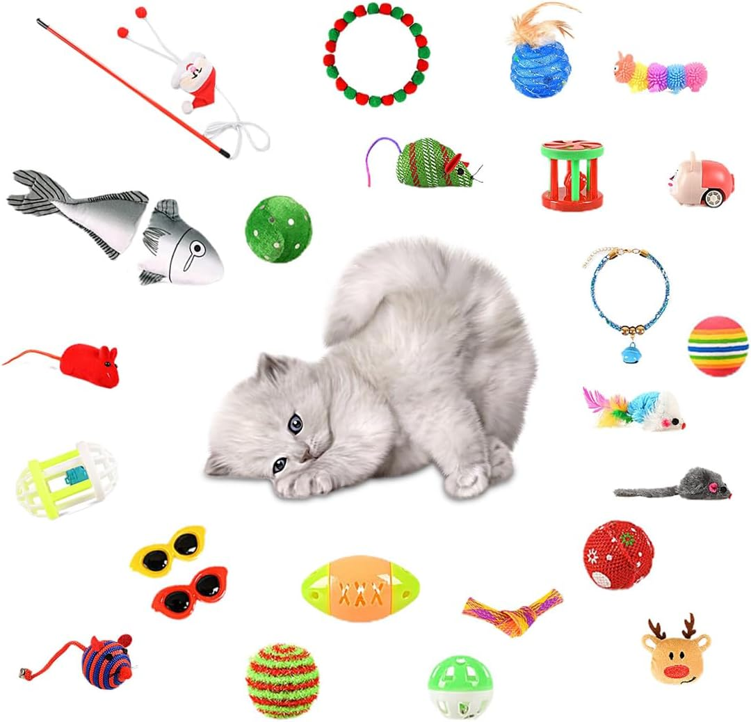 Hyzaphix Cat Christmas Advent Calendar 2024, 24 Day Christmas Countdown Calendar with Assorted Cat Toys for Kitten Cat, Cat Toys Kitten Toys Assortments (Cat) image number 4