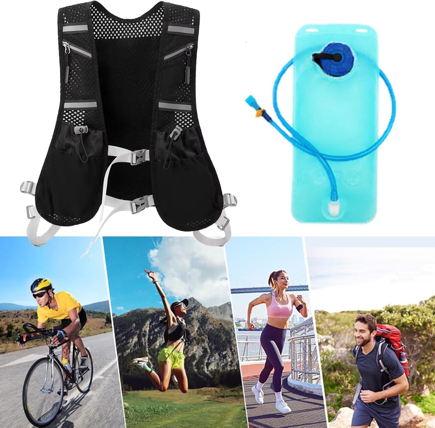 Running Vest, Running Backpacks Lightweight with 2L Water Bladder, Running Hydration Vest Hydration Backpack for Men & Women Trail Running, Cycling, Hiking & Marathons