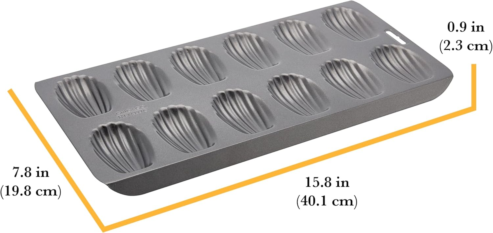 Chicago Metallic Professional 12-Cup Non-Stick Madeleine Pan, 15.75-Inch-By-7.75-Inch