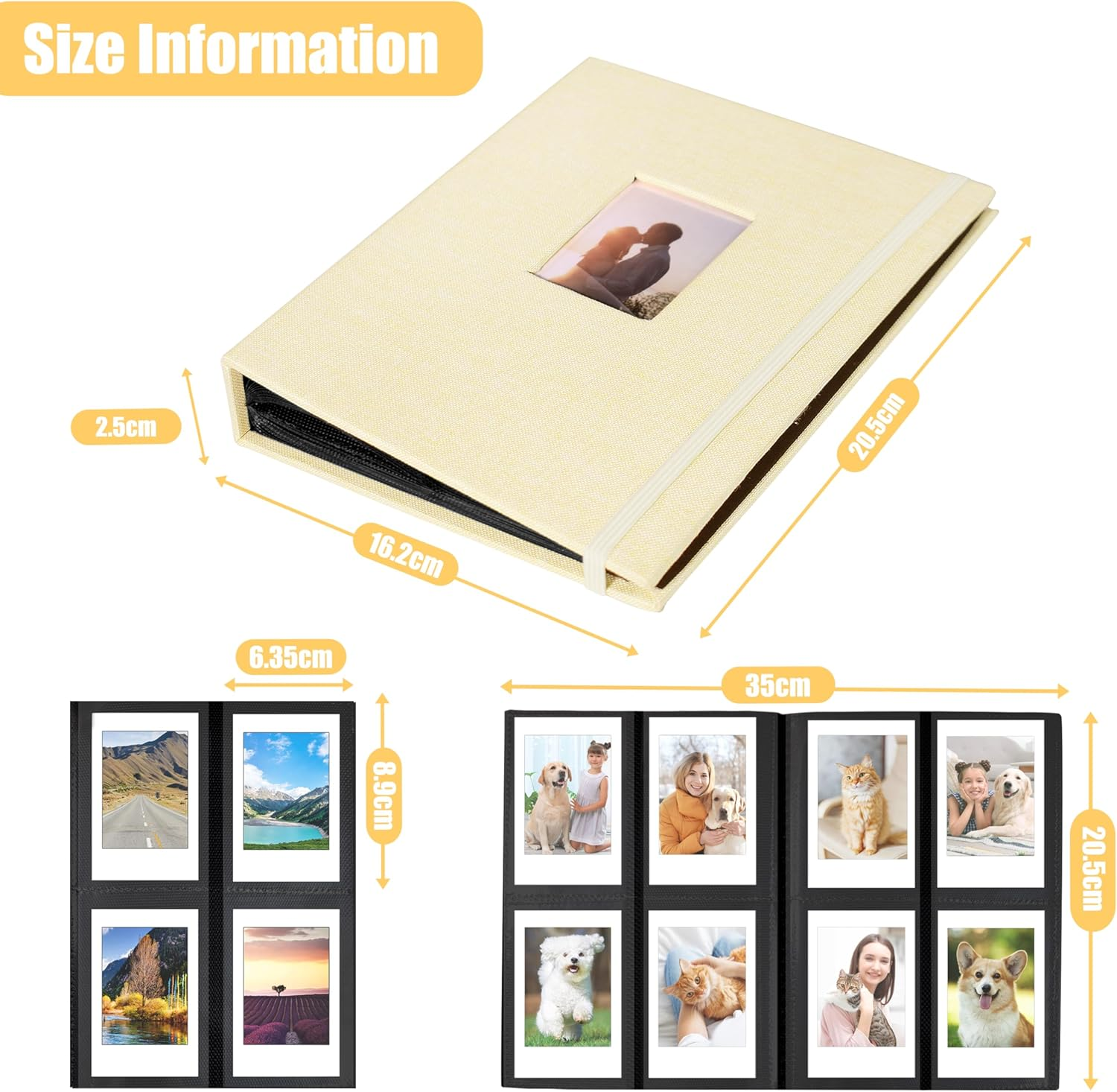 Meunmro 208 Pockets Mini Photo Albums, Linen Cover Polaroid Photo Albums Fits for Fujifilm Instax Mini 7S 8 8+ 9 25 26 50S 70 90, 3-Inch Film (Beige)