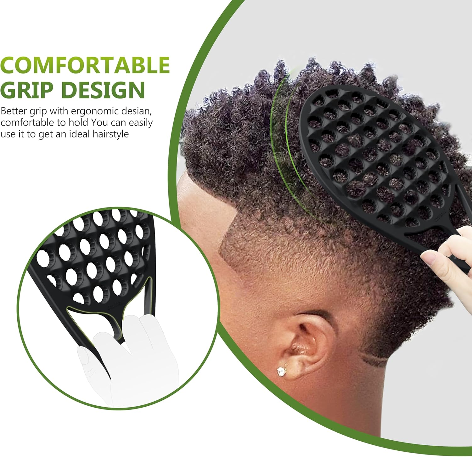 KOUPA Magic Silicone Curly Hair Brush, One Piece Twist Curl Comb for Afro Curls, Washable Hair Tool for Men Women, Black, 1 Piece image number 4