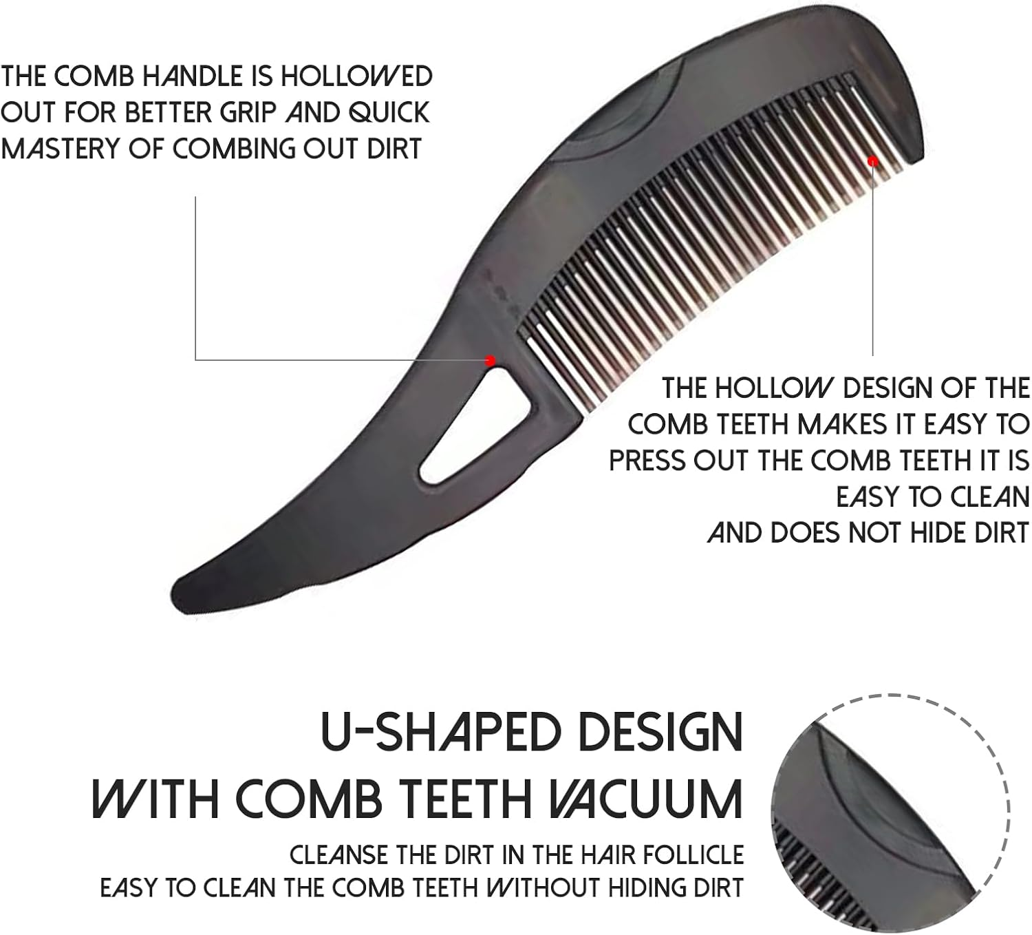 4PCS Hollow Tooth Hairbrush Dandruff Combs, ABS Material, Unique Hollow Design, Multi-Function Handle, Easy to Use, Wide Application Portable Hair Comb image number 5