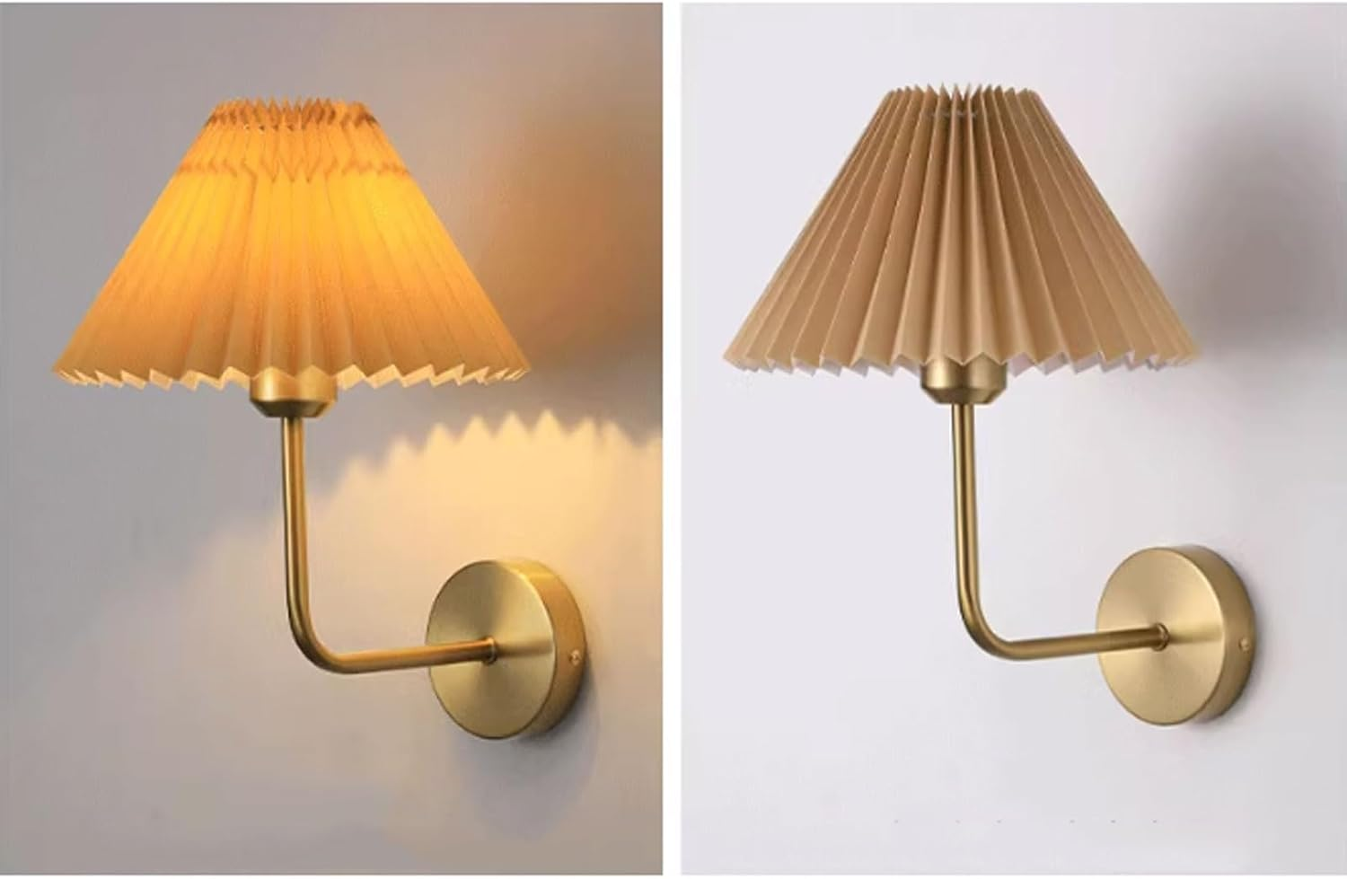 Metal Wall Lamp Lighting Fixture Wall Lamp with Pleated Fabric Lampshade LED Wall Lamp for Bedroom Bedside Bathroom Wall Lighting image number 6