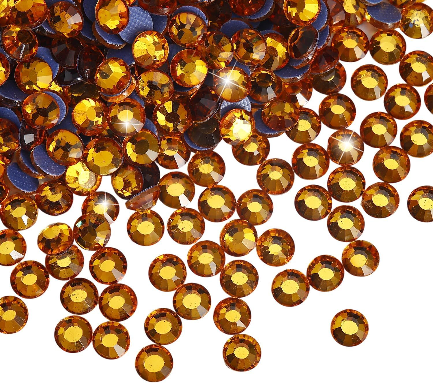 Liliume 2880 Pieces Hotfix Rhinestones SS10 Topaz Rhinestones 15 Colours 4 Sizes round Glass Rhinestones for Clothing Shoes DIY Crafts (Topaz-Ss10)