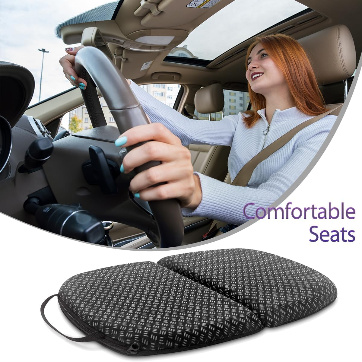 Seotin Small Travel Seat Cushion 14-Inch Semicircle Portable Airplane Seat Cushion Foldable Cushion for Camping Seats (Semicircle Mini) image number 6