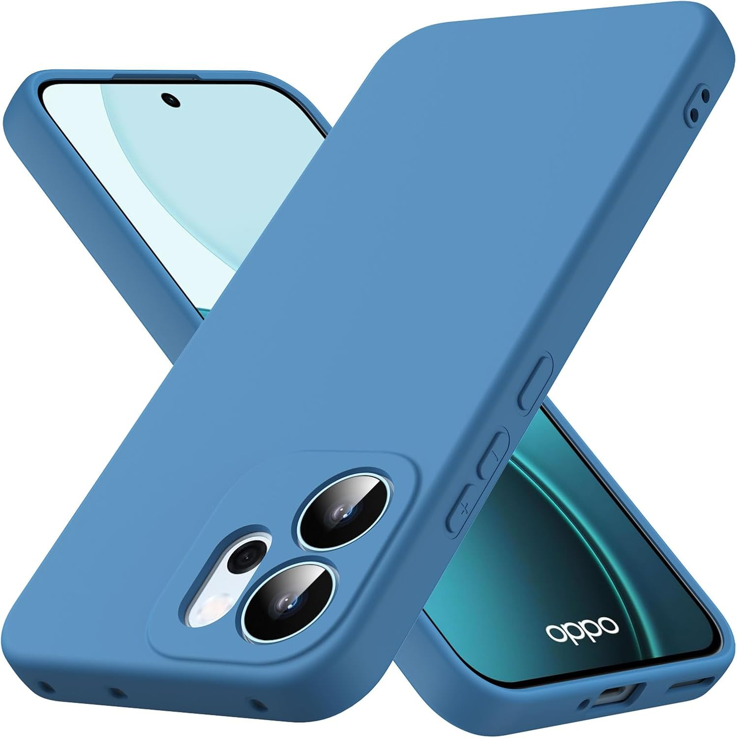 Byvuwiay Mobile Phone Case for Oppo Reno 14 F/FS 4G / 5G Case, Soft TPU Liquid Silicone Case, Shockproof, Scratch-Resistant, Oppo Reno 14 Fs 5G Protective Case, Light Blue