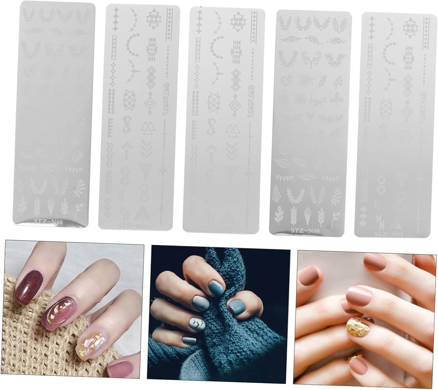 AUTSUPPL 5 Sheets Nail Art Stamping Plates Reusable Manicure Templates with Floral Butterfly Patterns for DIY Nail Art Women and Mothers image number 4