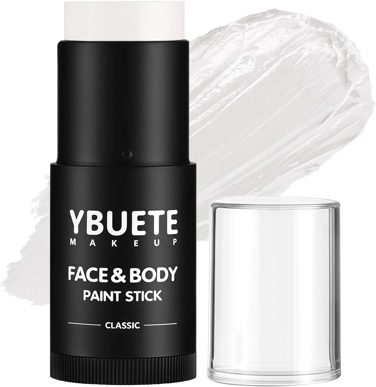 YBUETE White Oil Based Face Body Paint Stick, Non-Toxic Full-Coverage Face Painting for Halloween Cosplay Joker Zombie Vampire Skeleton Clown Makeup, Waterproof Cream White Body Painting for Adults - Black image number 5