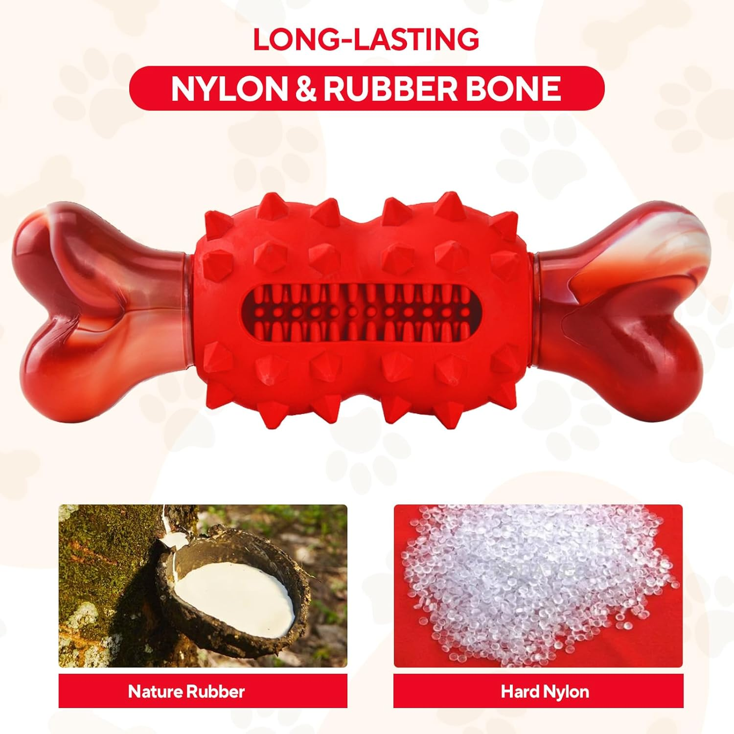 LIFLIX Dog Toys for Aggressive Chewers, Tough Indestructible Chew Toys, Durable Rubber & Nylon Toys for Large Medium Breed, Interactive Dog Toy for Teething, Bone Shape image number 4