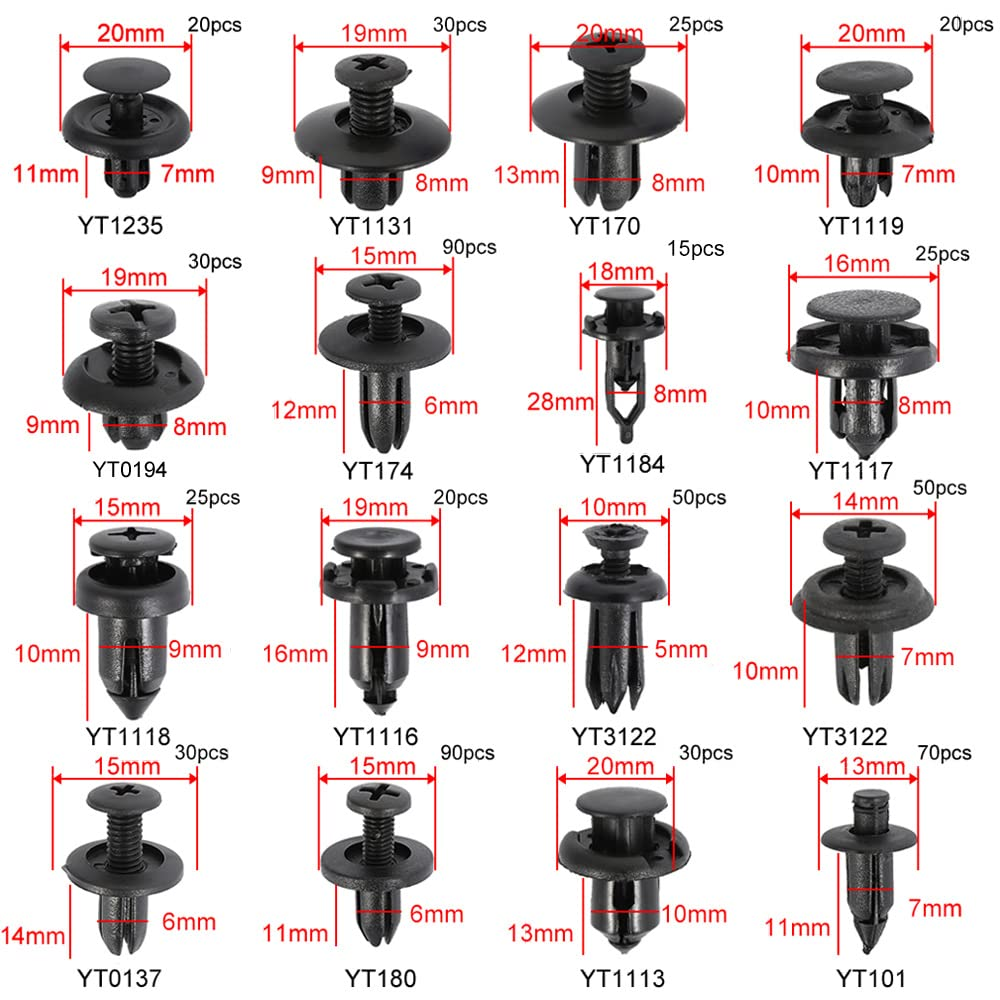 Yotsuba Car Retainer Trim Clips Kit 625Pcs Retainer Clip Removal Tool Fasteners Rivets Repair Car Clips Auto Push Pin Automotive Assortment Kit Door Trim Pane image number 1