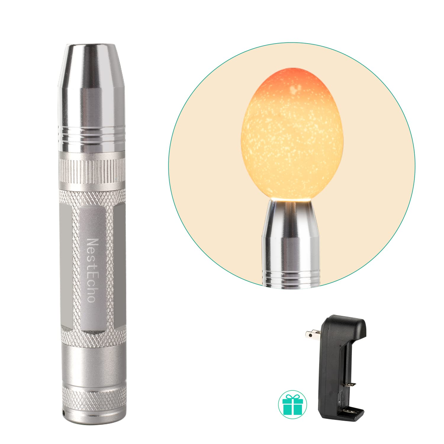 LED Light Egg Candler Tester Egg Candler Tester Candling Lamp for All Egg Type&hellip; (Silver)