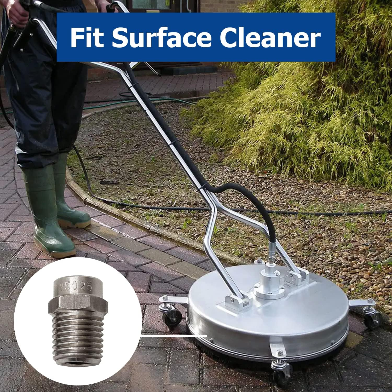SOLIVEDE 25025 Surface Cleaner Tips for Pressure Washer Nozzles with 2.5 Orifice, 4000 PSI, 1/4'' Male NPT, Stainless Steel (8 Pack) image number 2