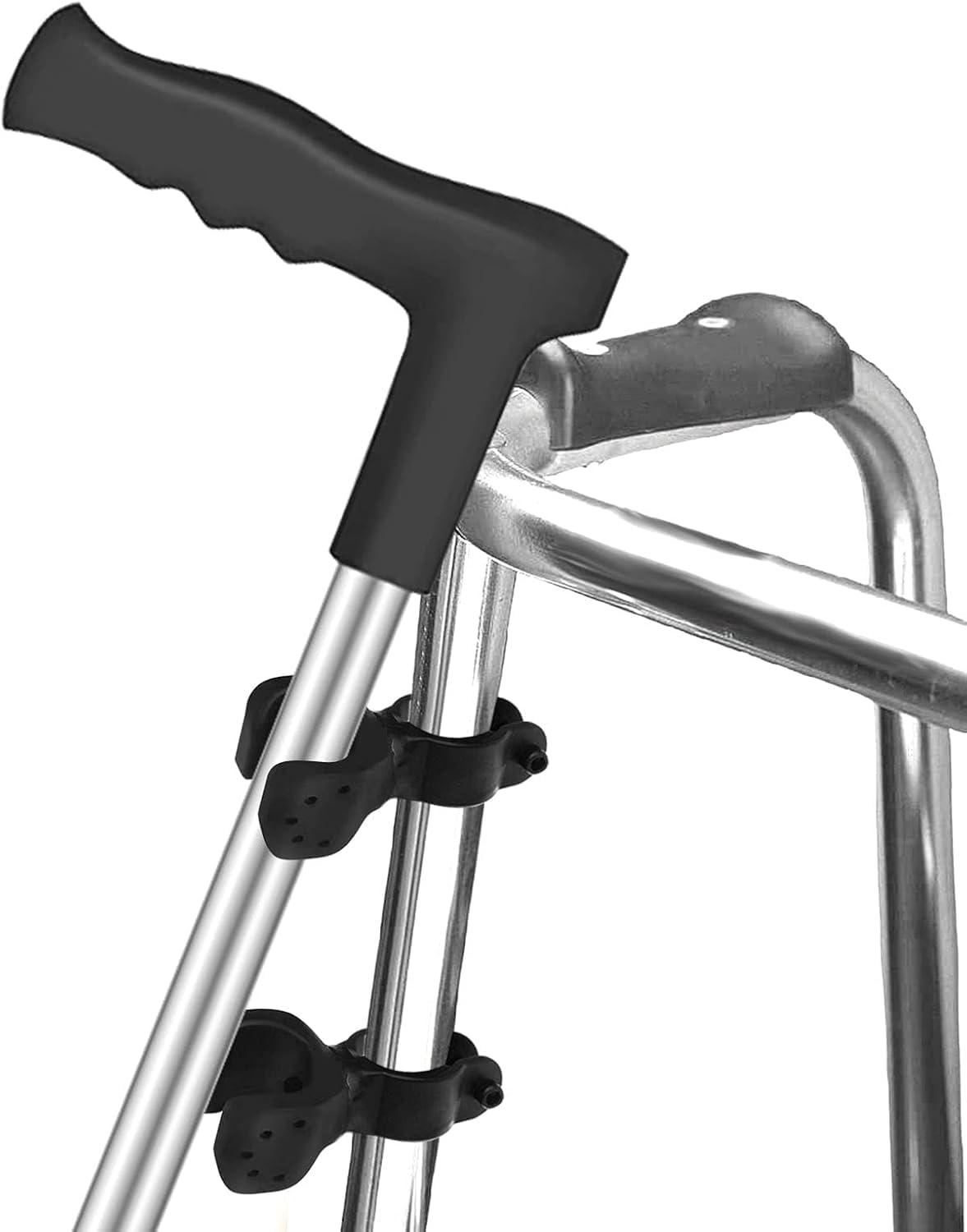 4 Pcs Plastic & Resin Walking Cane Holder, Bicycle Light Rack, Wheelchair Walking Stick Clip, 360 Degree Rotation Crutches Stick Bracket image number 6