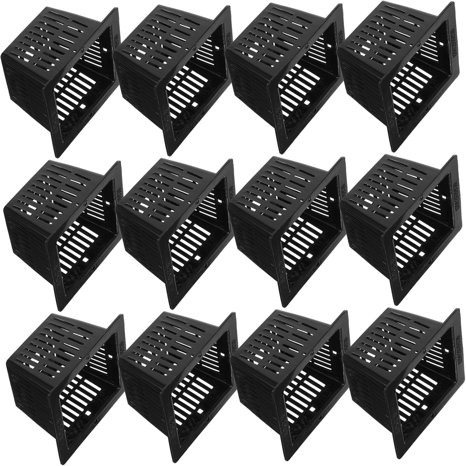 BEBEMOKO 12Pcs Black Square Hydroponic Planter Pots for Indoor and Outdoor Gardening, Plastic Mesh Net Nursery Containers for Succulents and Leafy Vegetables, Sturdy Filter Plant Cups image number 1