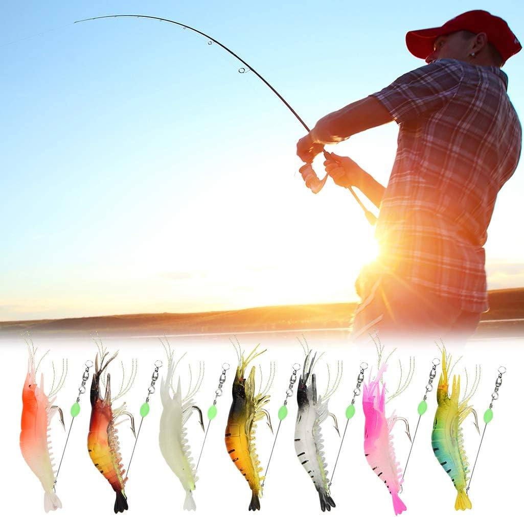 14Pcs Shrimp Bait Artificial Silicone Soft Baits Luminous Fishing Lure with Sharp Hooks Fishing Tackles Freshwater/Saltwater image number 6