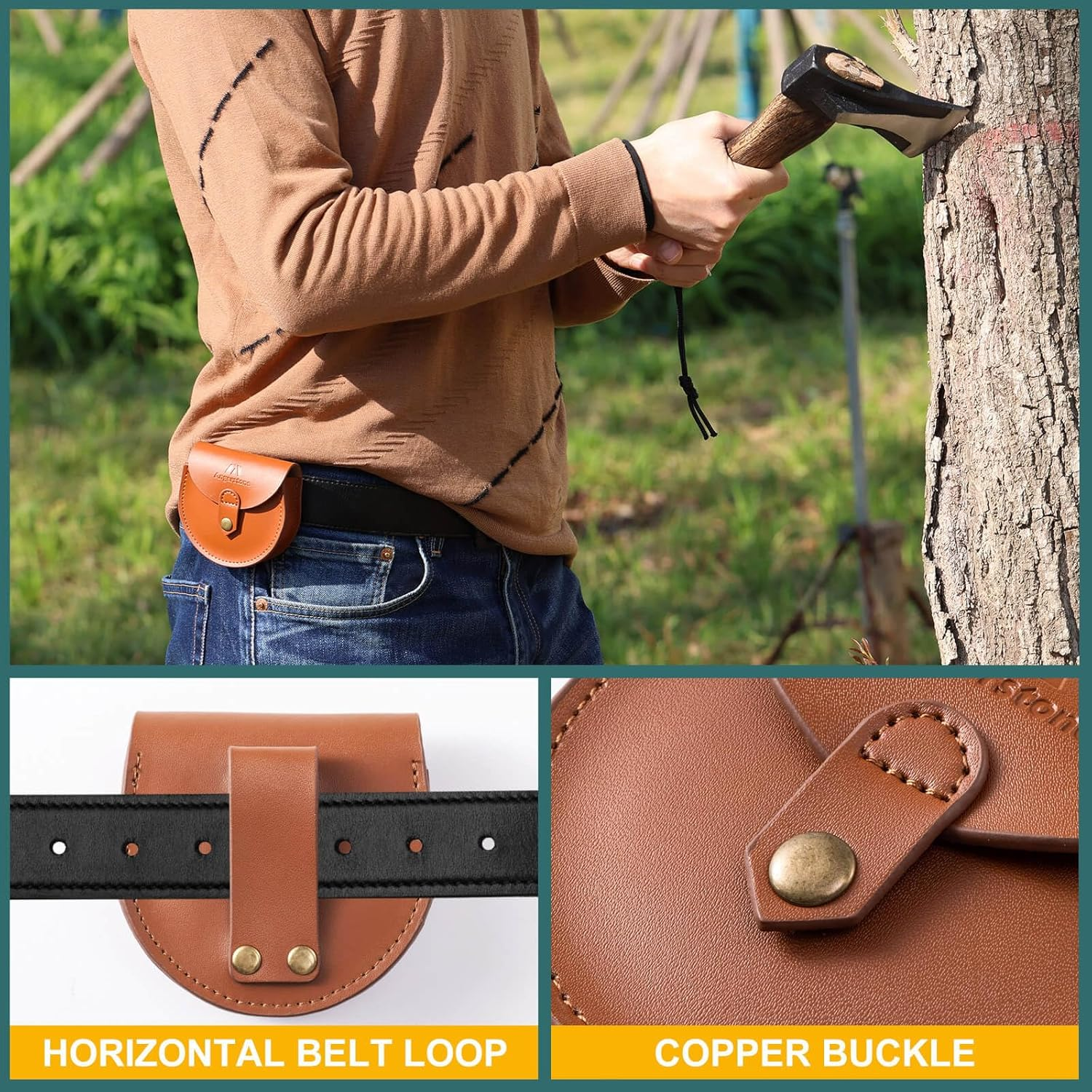 Angerstone Axe Sharpener - Multipurpose Axe/Hatchet Sharpening Stone - Whetstone Blade & Tool Sharpener, Dual Grit 180/320 Sharpening Puck with Leather Sheath image number 4