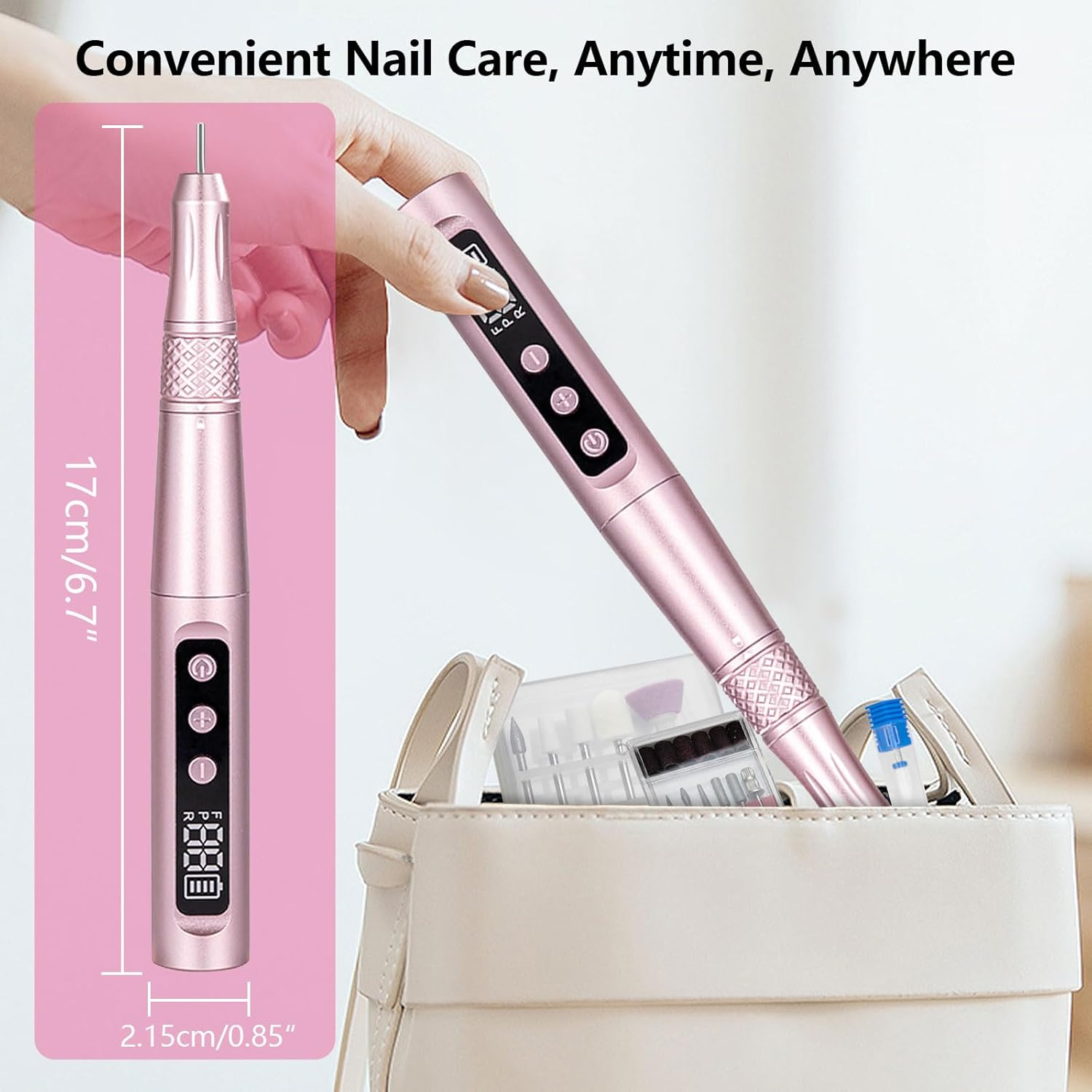 Oolong Rechargeable Cordless Nail Drill 35000RPM Professional, Electric Nail File Kit with LCD Screen & Twist Lock - Salon Quality for Acrylic Nails, Manicure Pedicure image number 5