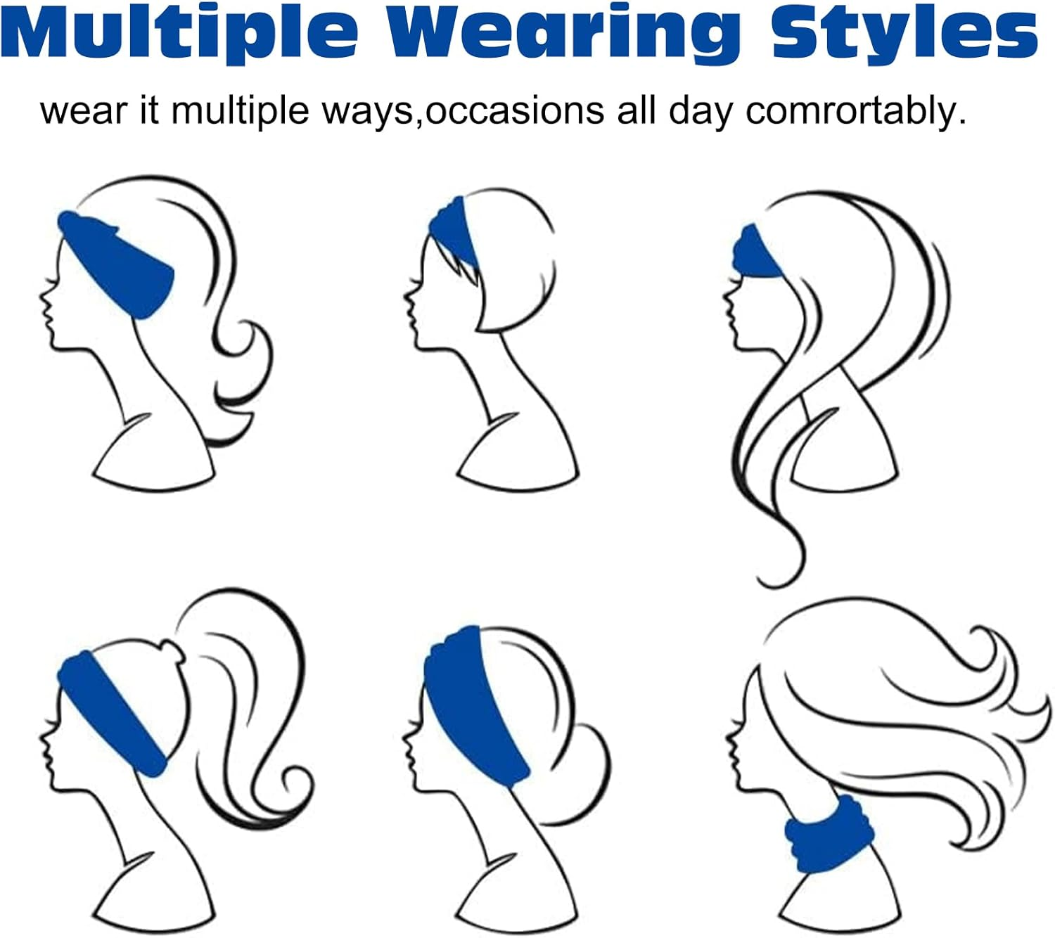 BSITSSS 4 X Women'S Hair Bands, Soft Elastic Hair Bands, Wide, Boho Headband, Multicoloured Non-Slip Headbands for Yoga, Workout, Running, Sports image number 1