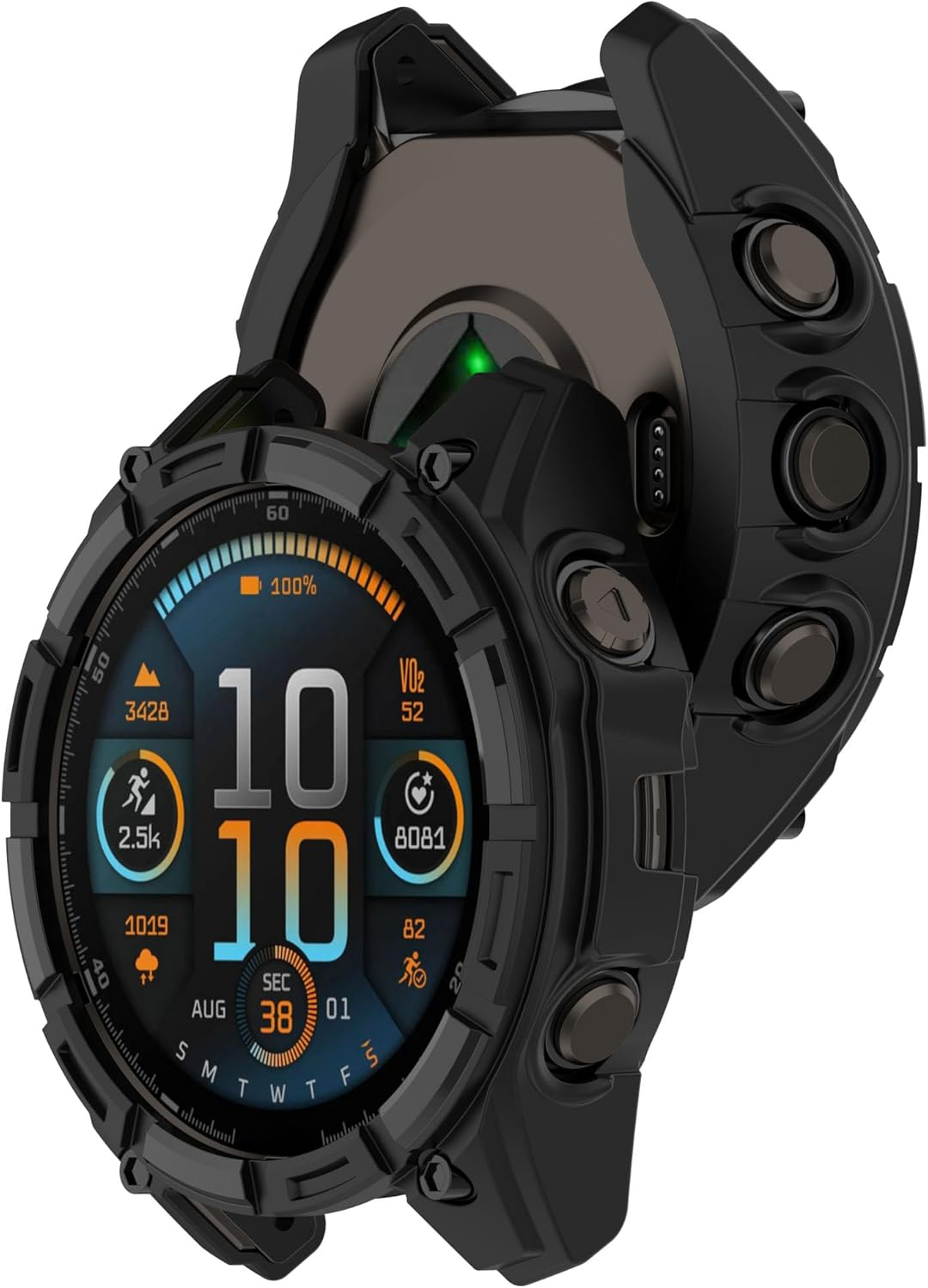 Case Compatible with Garmin Fenix 8 51Mm 47Mm 43Mm, Armor Skeleton Smart Watch Replacement Cases, Bumper Hollow Screen Protector for Fenix 8 51/47/43Mm Accessories [Black] (51Mm) image number 1