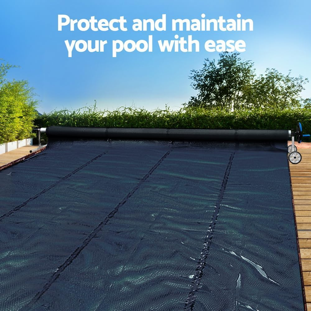 Aquabuddy Pool Cover 600 Micron Solar Heat Blanket 9.5X5M W/ 5.55M Blue Roller image number 3