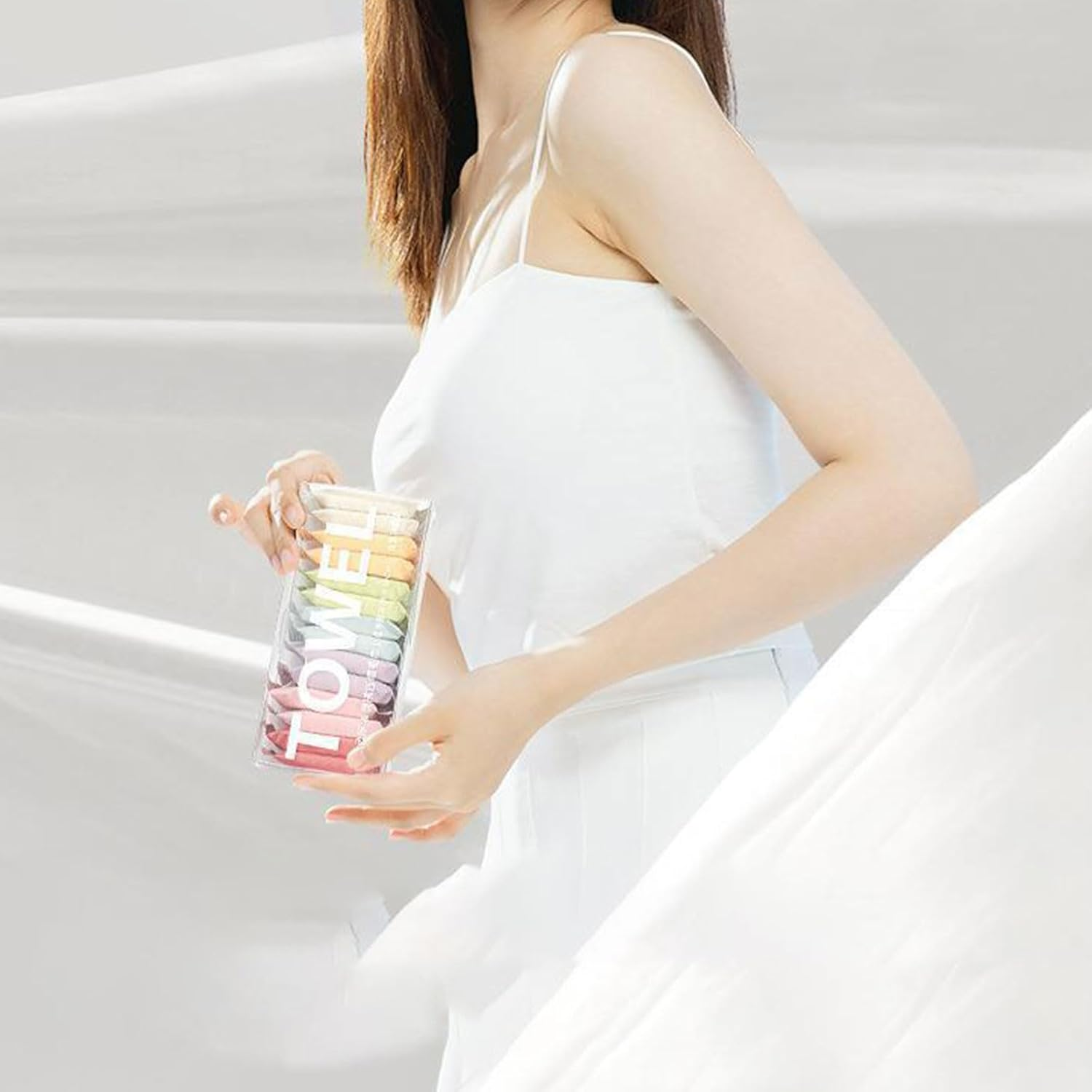 Xolixorium Disposable Towel Premium Compact Compressed Towel, 24 X 30 Cm Coin Tissue Portable Washcloth Quick-Dry for Travel Camping Gym Outdoor Fitness Facial Spa (14 Sheets, 7 Morandi Candy Color)