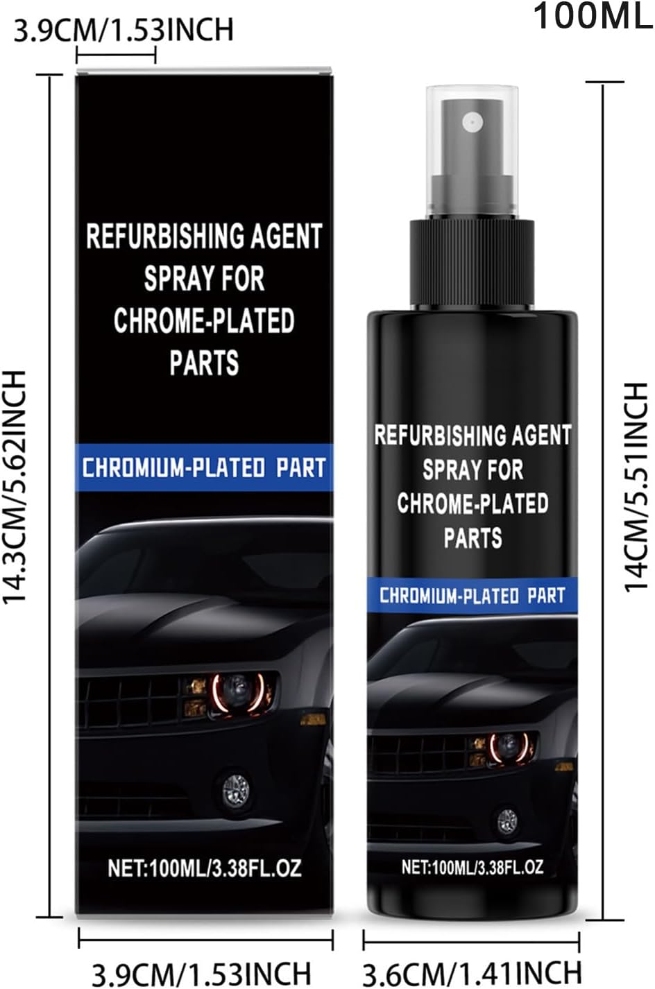 Chrome Refurbishing Agent Spray - Vehicle Chrome Parts Refurbishing Agent Spray,100Ml Automotive Maintenance Liquid for Renovation Home Fence Door Handle Garage image number 4