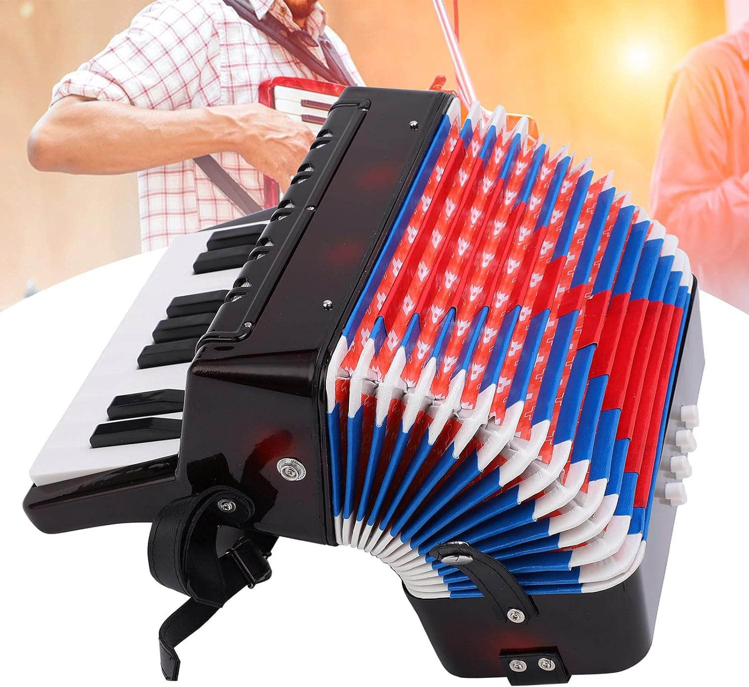 Accordion 17 Keys 8 Bass, Lightweight Kid Instrument for Early Childhood Development, Environmentally Friendly, Easy to Play, ABS Plastic with Straps, Suitable for Beginners image number 1