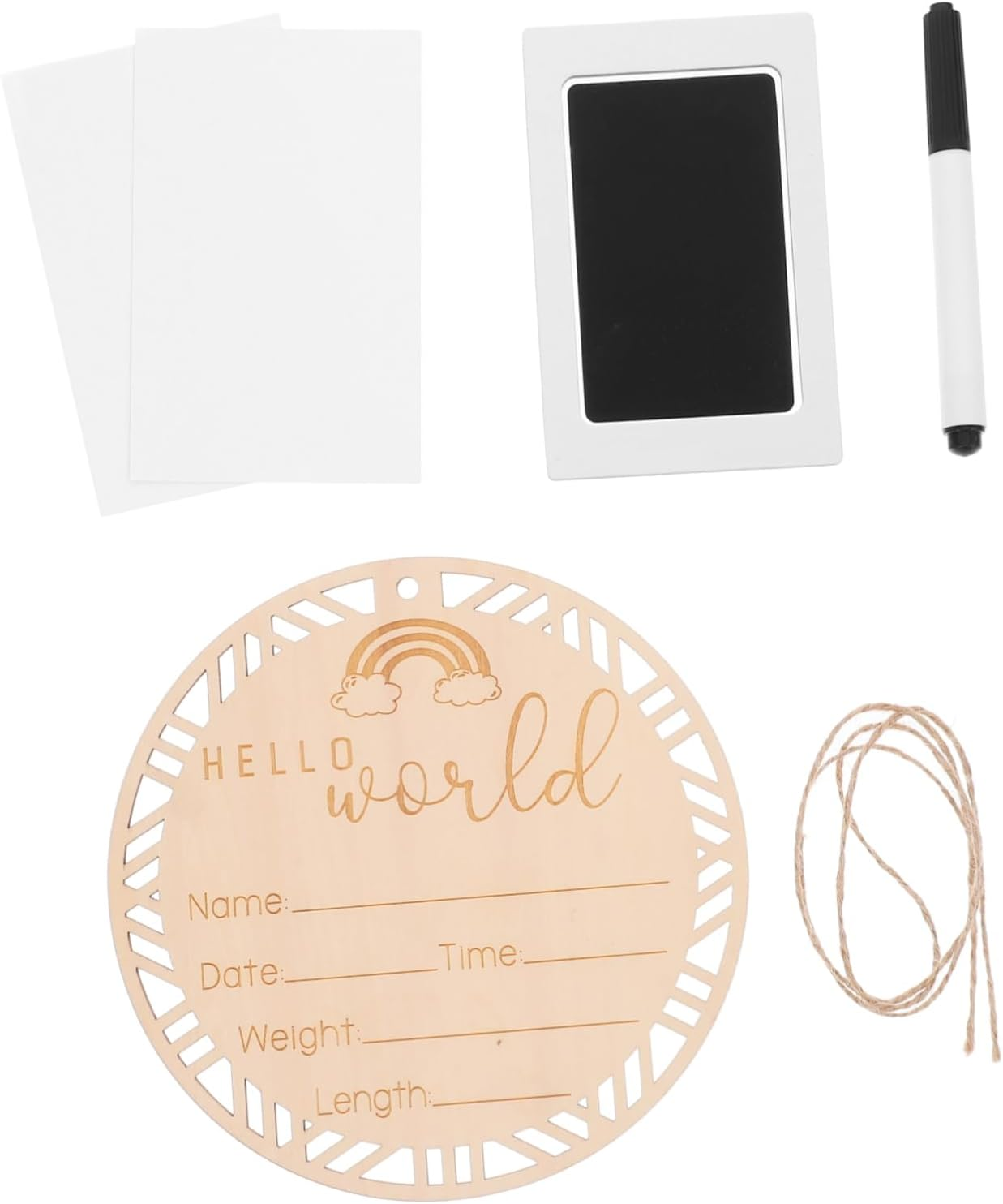 Abaodam Wooden Birth Announcement Sign round Photo Prop Natural Milestone Board for Newborn Name Weight Recording Newborn Shower Decoration image number 5