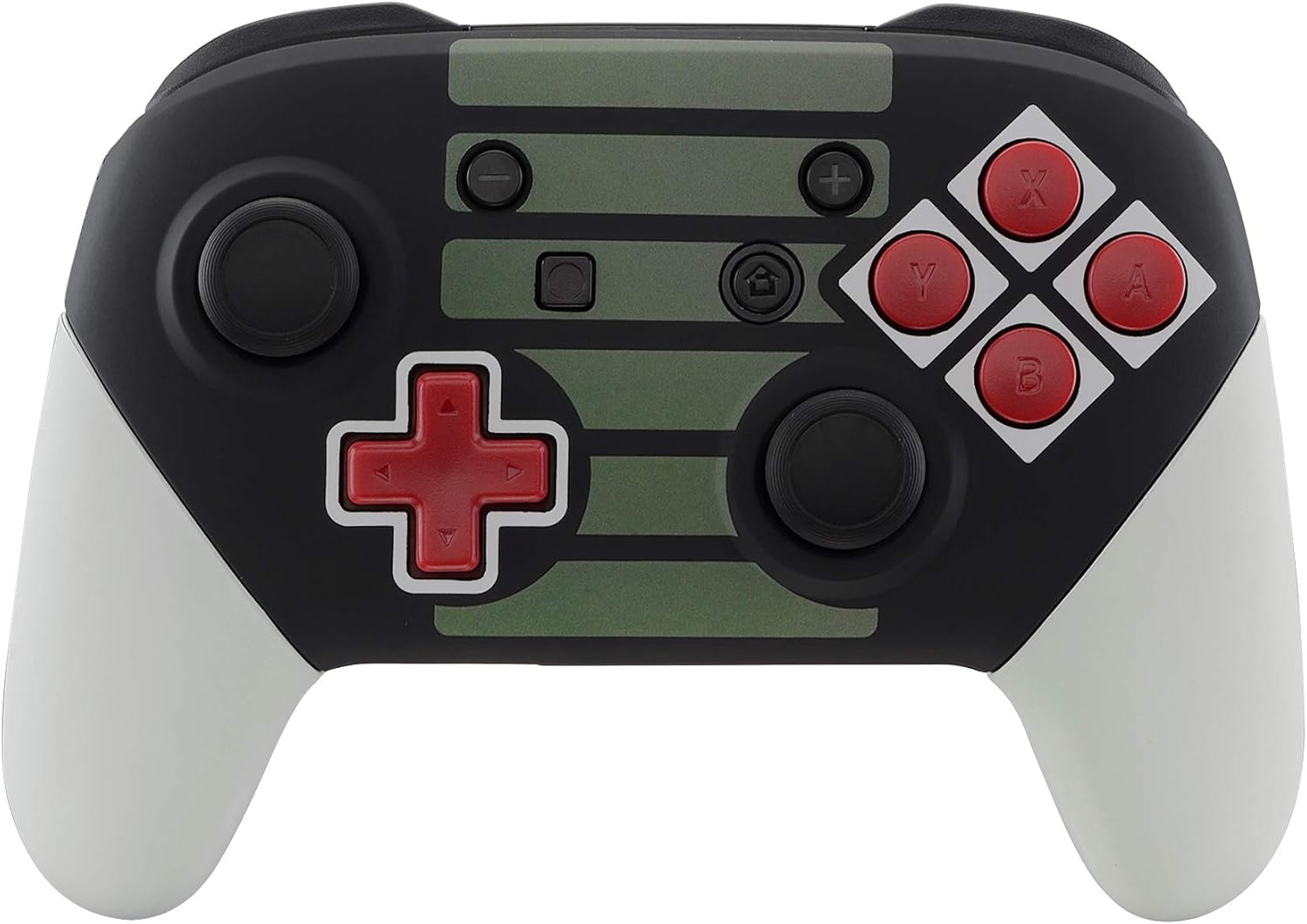 Extremerate Faceplate Backplate Handles for Switch Pro Controller, Classic SNES Style Replacement Shell Case with Red D-Pad ABXY Buttons for Nintendo Switch Pro - Controller NOT Included