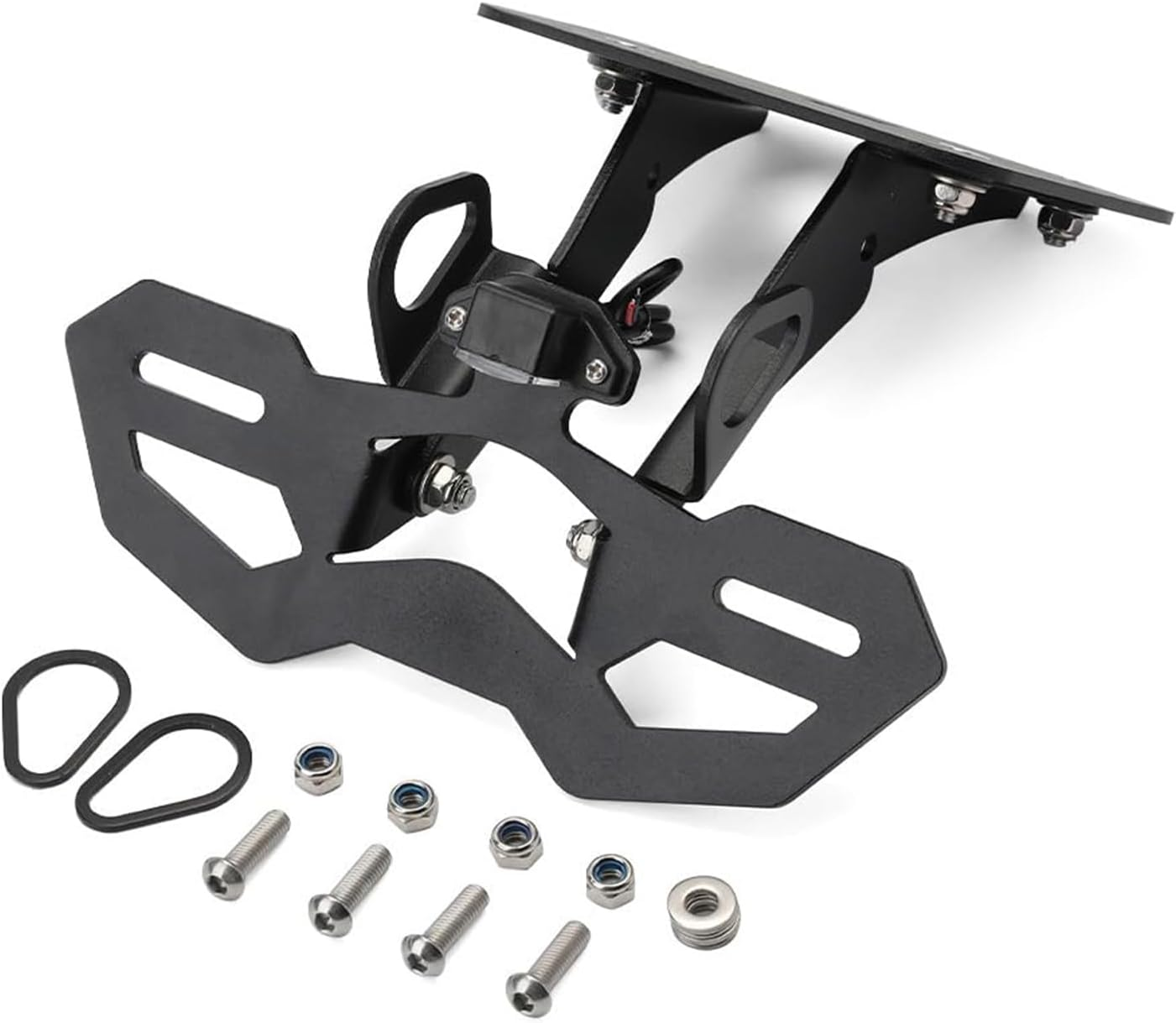 Motorcycle R25 R3 Fender Eliminator License Plate Holder/Tail Tidy Bracket for Yamaha YZF-R25 2014-2023 / YZF-R3 MT-25 MT-03 2015-2023, LED License Plate Lights and Turn Signal Mounting Holes (Black)