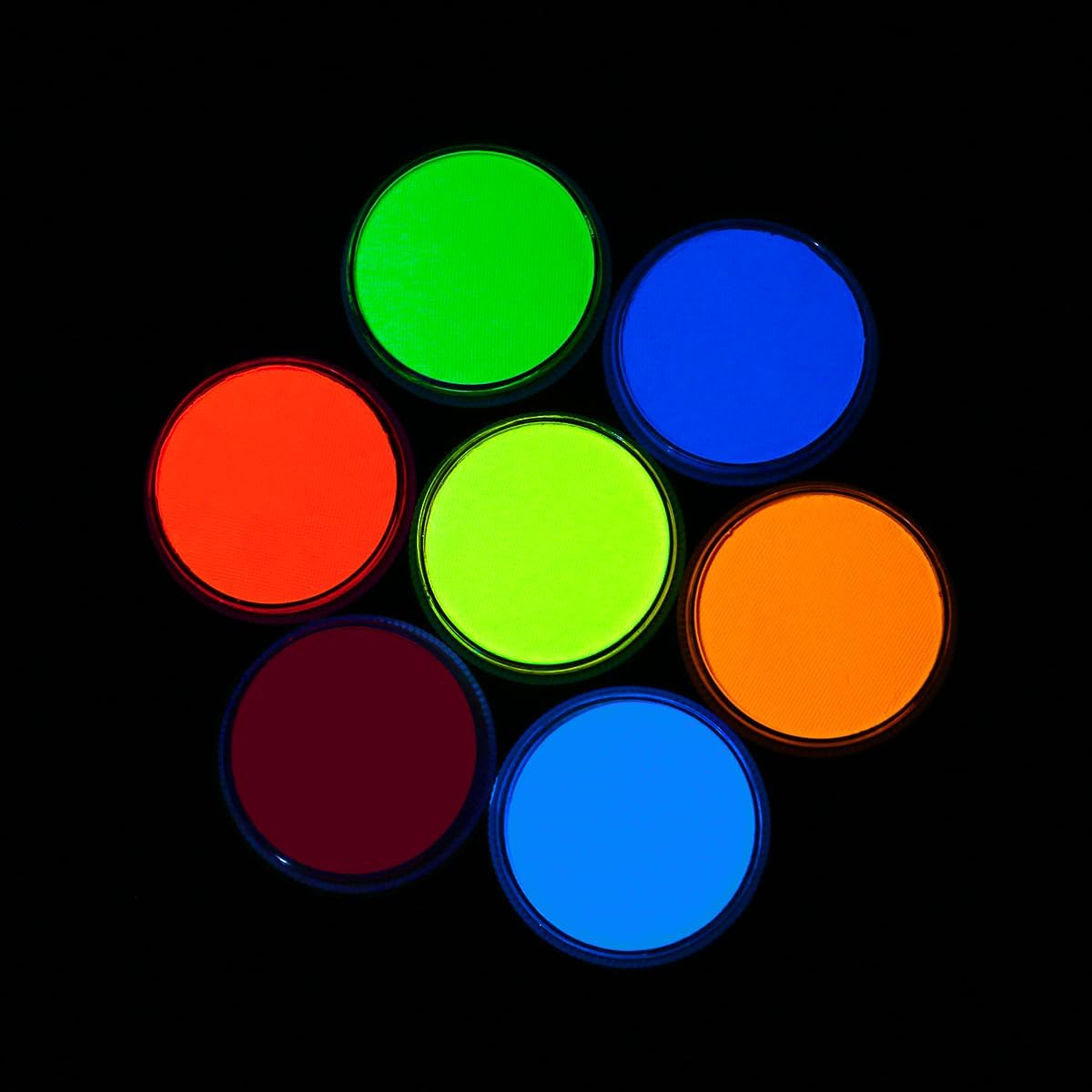 Bowitzki Professional Face Paint Body Paint Water Based Face Painting Makeup Safe for Kids and Adults Split Cake Single Color 30G Halloween Christmas Party (Neon Blue) image number 3