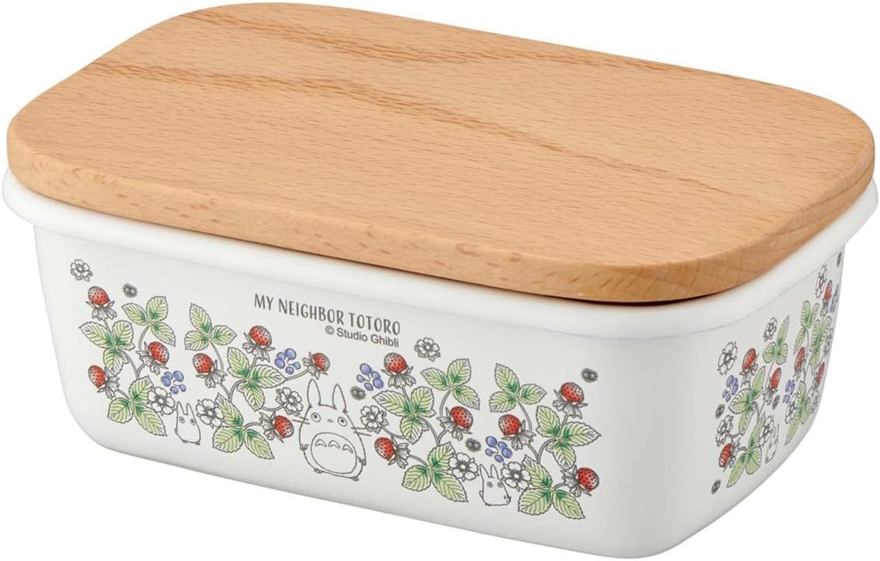 Skater ENBT5_592553 Enameled Butter Case, Wooden Lid, 16.9 FL Oz (500 ML), My Neighbor Totoro, 4.0 X 6.0 X 2.5 Inches (103 X 153 X 64 Mm)