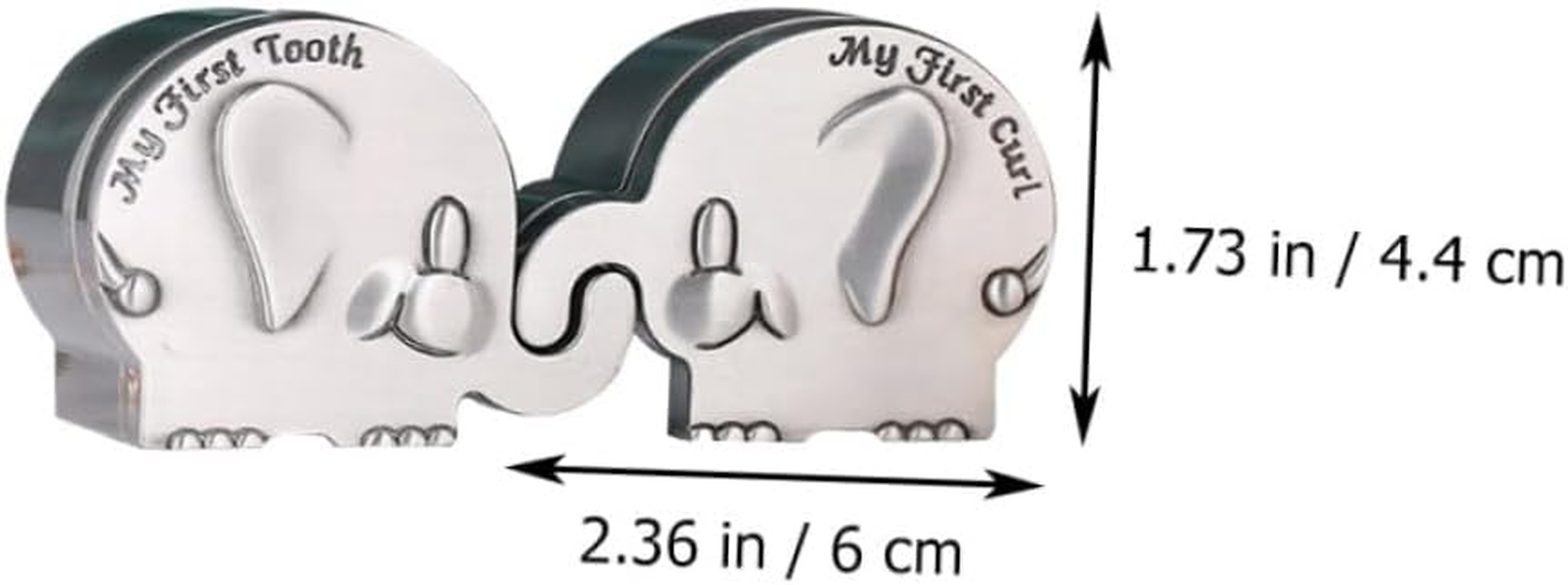 Fetal Hair Collection Box My First Curl Box My First Tooth Newborn Keepsake for Newborn Shower Metal Elephant Shape Silver Small for Teeth and Hair Storage