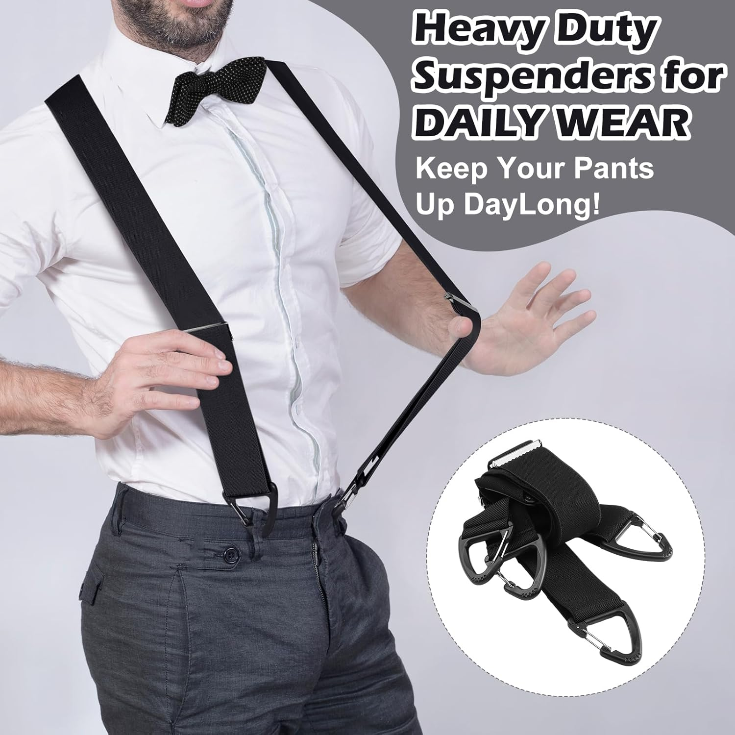 Chicingyou 2 Inches Wide Men'S Heavy Duty Suspender Hidden Work X Back Tool Adjustable Suspenders with Clips for Men under Clothes Shirt Jeans Pants image number 3