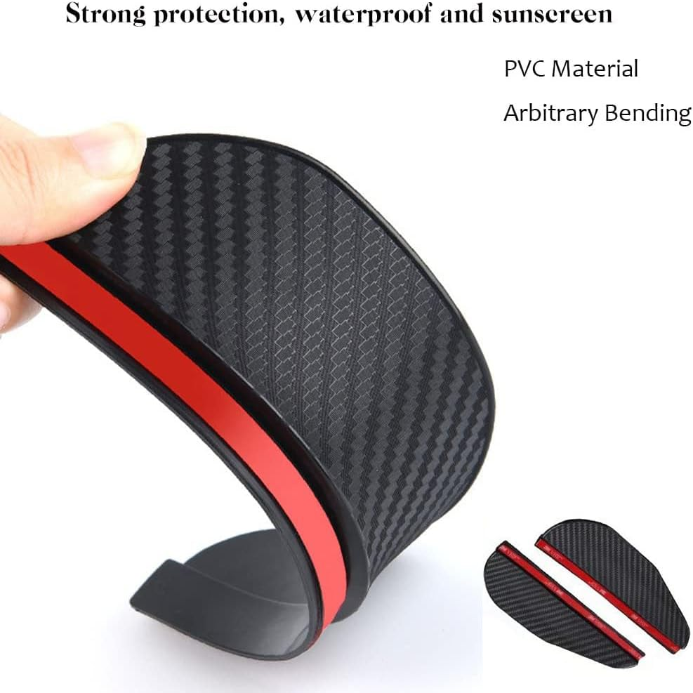 Custelen Universal Fit Car Side Mirror Rain Guards - Mirror Rain Visor Eyebrow Covers (2 Pack) image number 6