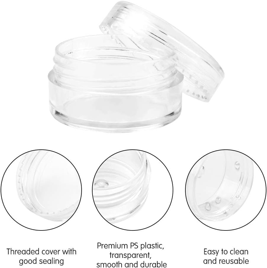 100Pcs Makeup Sample Jars Cream Jars, 5Ml Sample Containers Travel Cosmetic Container, Clear Lip Balm Containers Cosmetic Jars with Lids for Makeup Beauty Products Face Creams DIY Making (5ML) image number 1