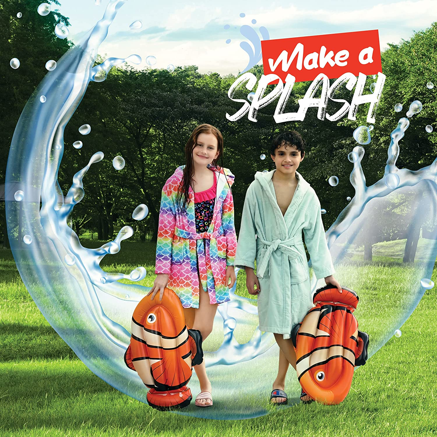 Stargo Undersea Water Dual Slip and Slide - 18 Feet X 5 N with Splash Pad Sprinkler, Inflatable Body Boards Kids Fun Multi image number 3