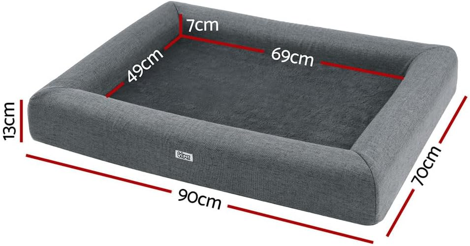 Pet Bed Dog Cat Large Calming Soft Cushion Egg Crate Washable Grey 90Cm
