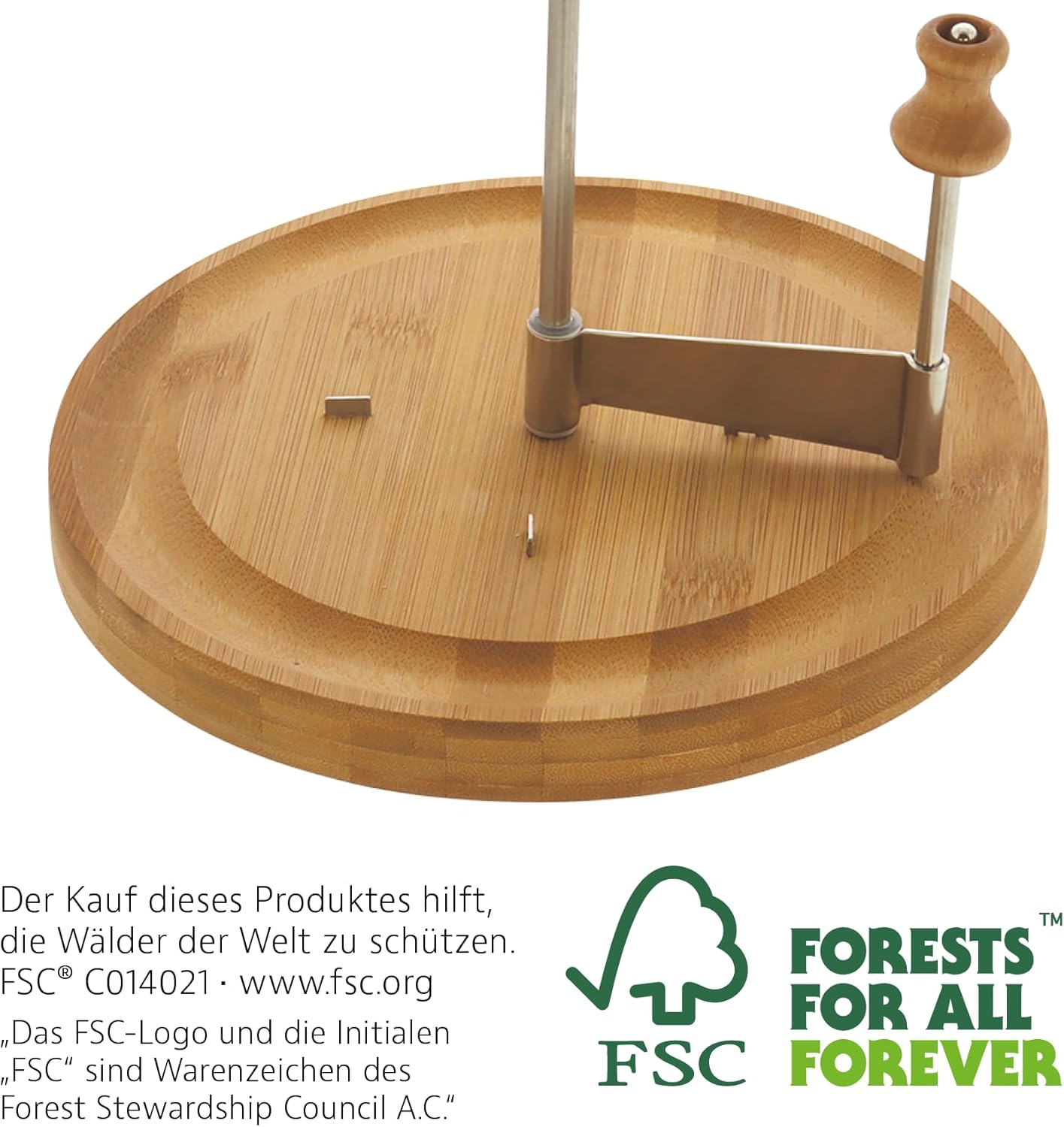 Kesper Cheese Slicer, Material: FSC Certified Bamboo, Dimensions: Diameter 22 Cm, Total Height: 16 Cm, Colour: Natural, 58620 image number 2