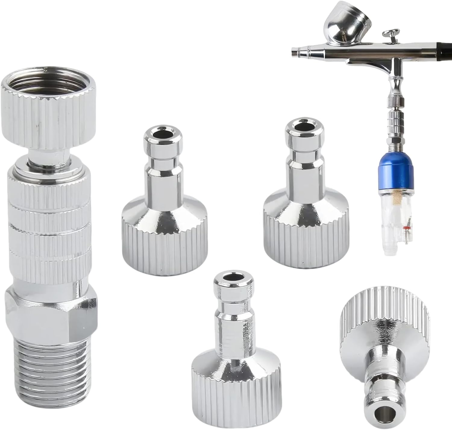 Airbrush Quick Disconnect Coupler Release Fitting Adapter Kit with 1 Male 1/8 Inch to 1/8 Inch Female Connectors and 4 Additional Female Connectors for Air Compressors and Airbrush Hoses image number 3