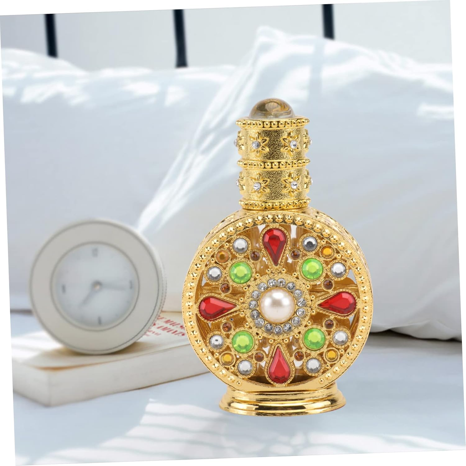 Hohopeti 2Pcs Glass Perfume Bottle Empty Storage Bottle Essential Oil Container Perfume Holders Inlaid Holder image number 6