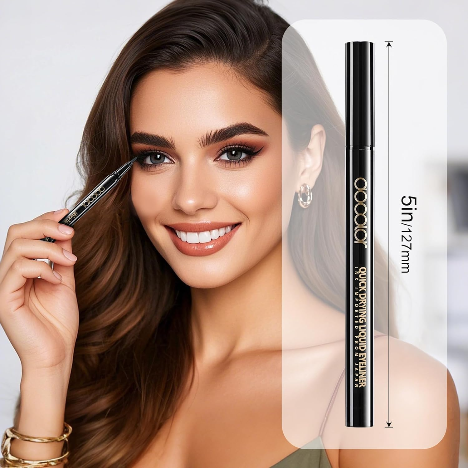 Docolor Waterproof Eyeliner, Pen Super Slim Liquid Precise - Smudge Proof All Day Long-Lasting Eye Liner (Black)