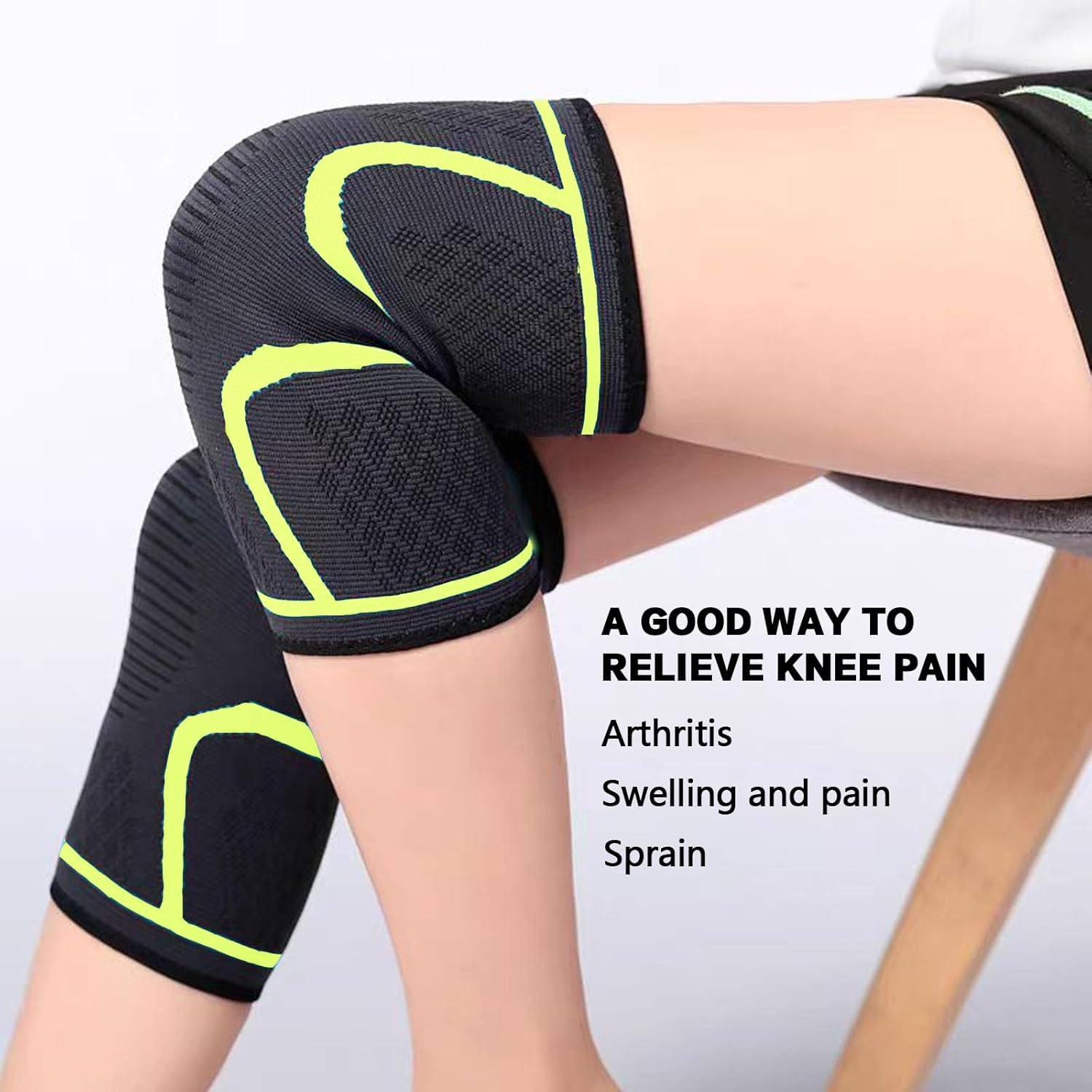 Knee Brace - 2 Pack Knee Braces Support for Men & Women Knee Compression Sleeve for Arthritis, ACL, Meniscus Tear Relief | Stabilizing Knee Sleeve for Running, Gym, Hiking, Basketball, Sports image number 3