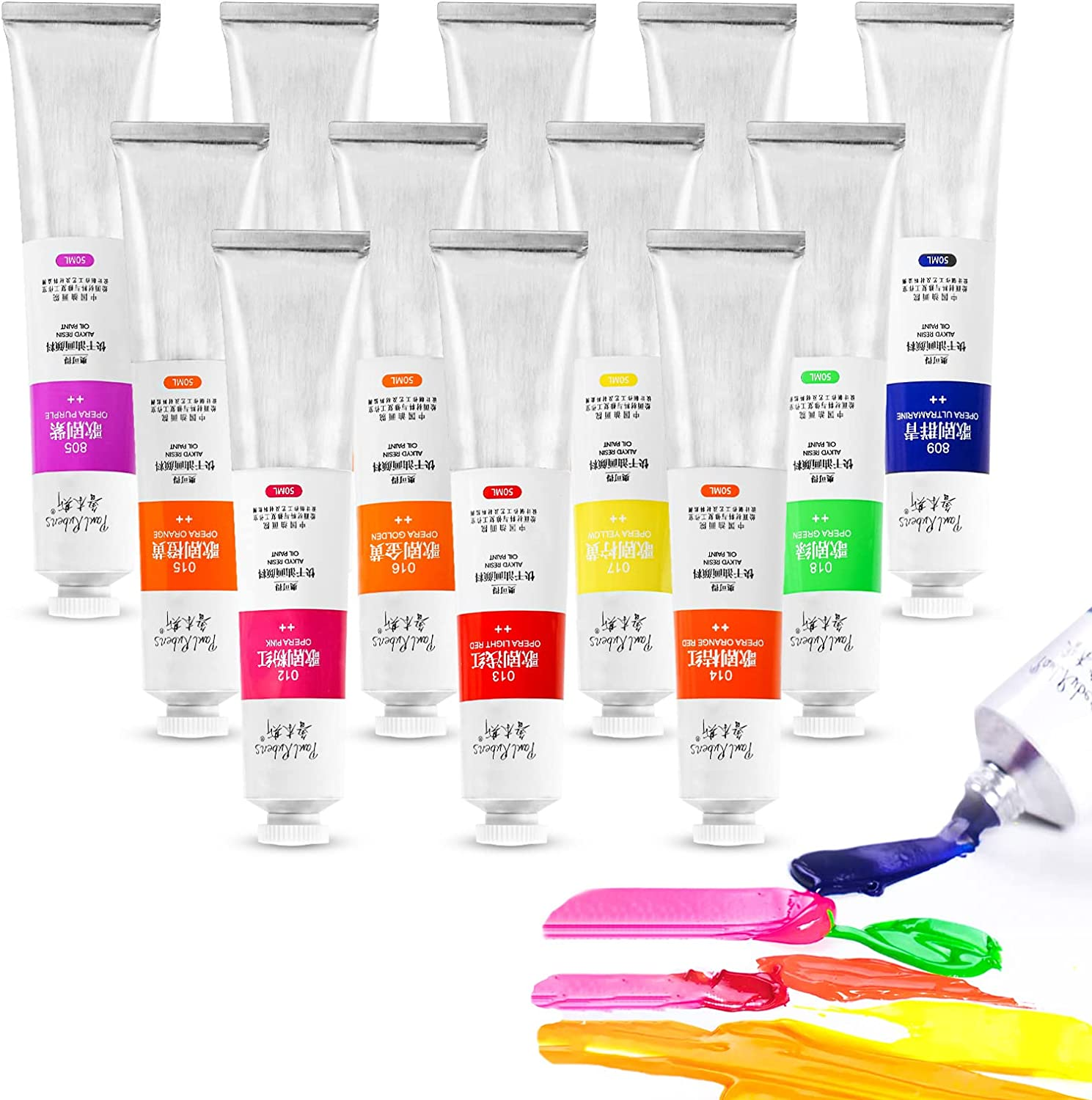 Paul Rubens Oil Paint, 20 Bright Oil Colors with High Saturation, 50Ml Large Capacity Tubes, Faster Drying Time with Creamy Texture and Consistency for Artists, Students, Beginners