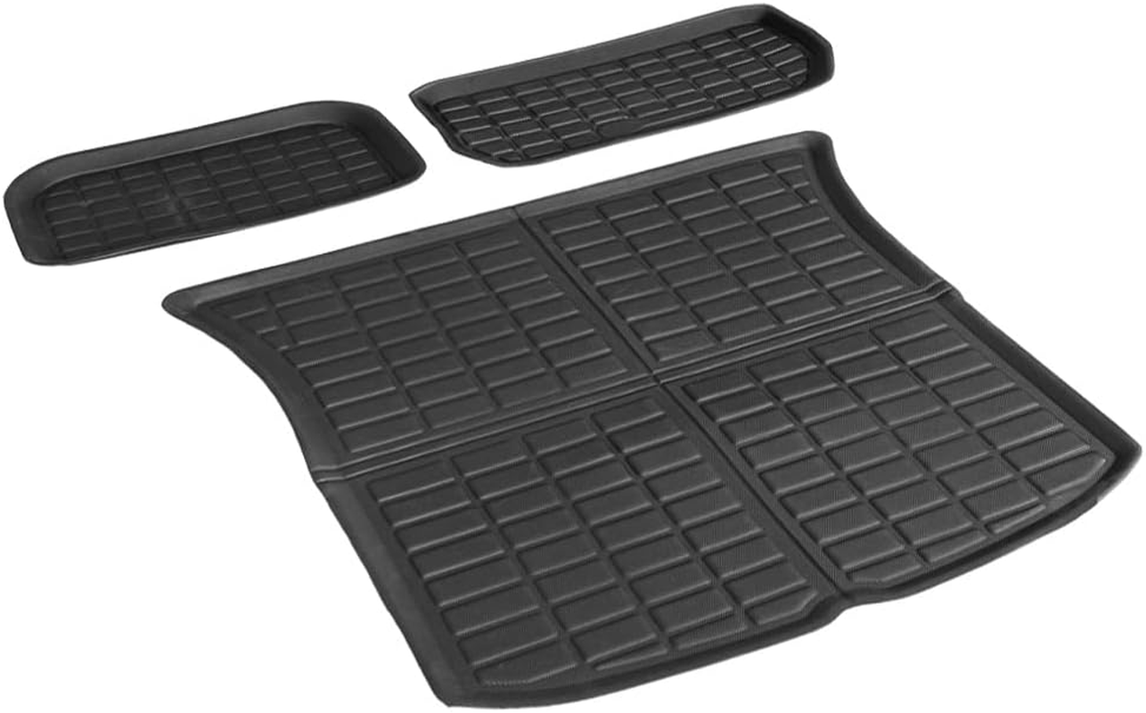 Weisshorn Car Truck Mats for 2020-2025 Tesla Model Y, 3Pcs All Weather Rubber Cargo Liners and Fruck Tray Mats Cars Carpets anti Slip Cover Protector image number 4