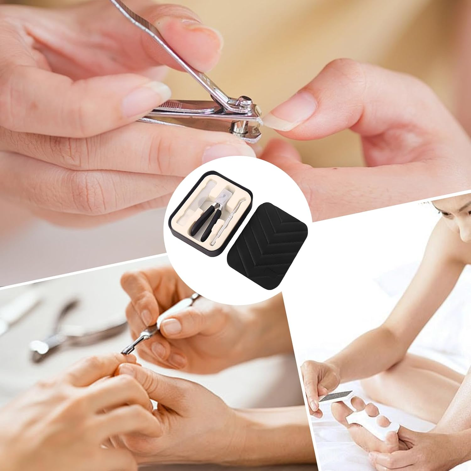 Nail Cutter | Beveled Nail Grooming Tool with File and Spoon - Anti-Splash Manicure Tool for Seniors Home Professional Grooming Pedicure Salon - Black image number 4