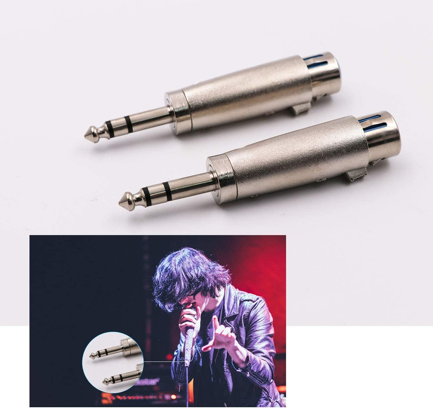 XLR to 1/4 Adapter, Microphone Cables Stereo Balanced Audio Connector 6.35Mm, TRS Dual Sound Channel Headphone Jack for Aux Cable, Pack of 2 image number 4