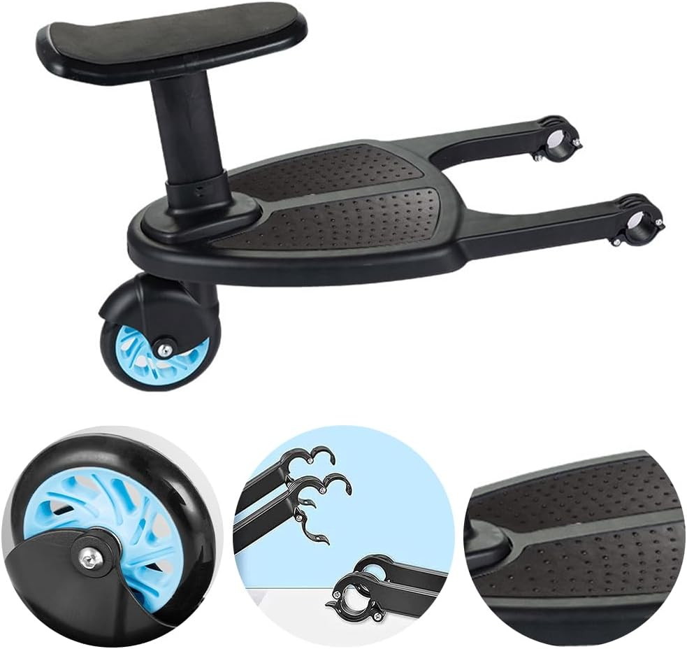 2-In-1 Stroller Board, Buggy Board with Seat, Stroller Attachment for Toddler to Ride, Sit and Stand, Wheeled Board Stroller Pedal, Fits Most Strollers, Holds up to 25Kg image number 6