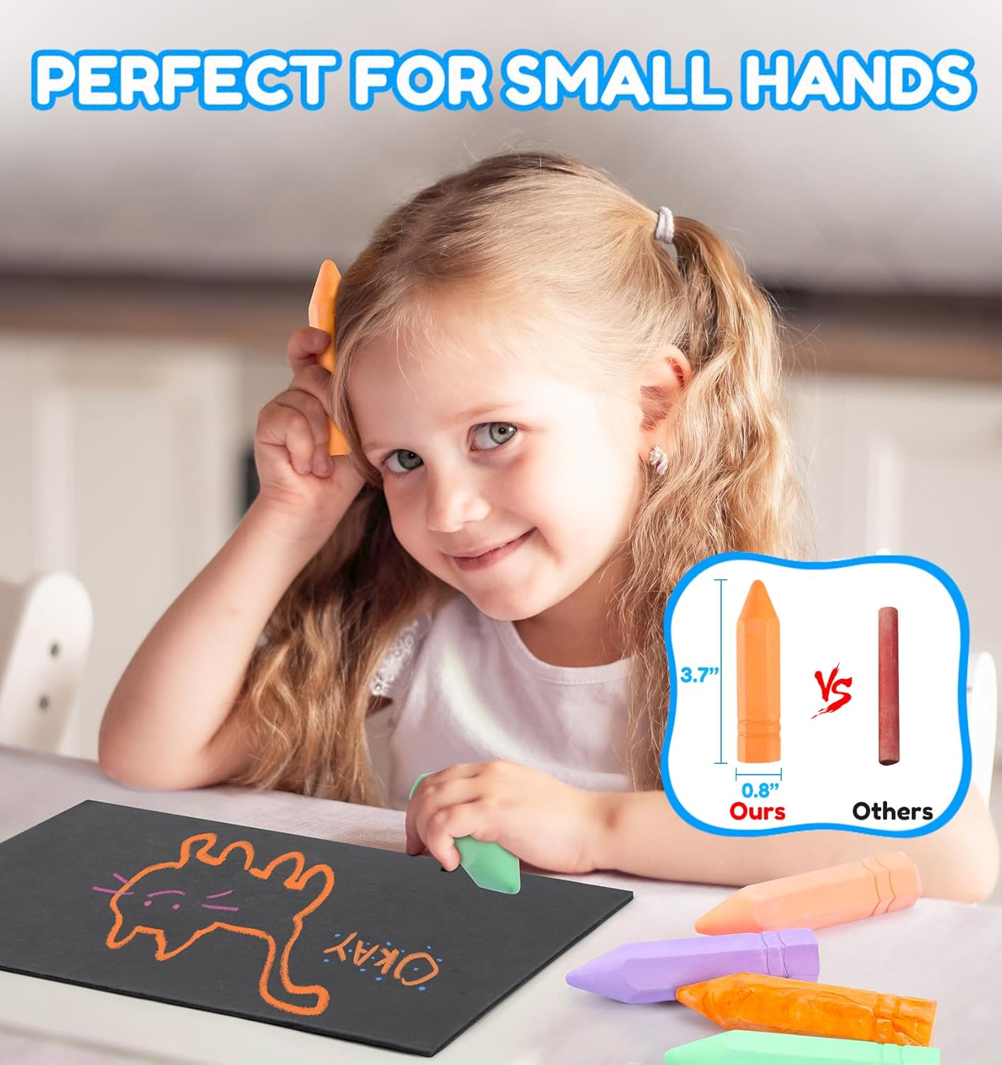 36 PCS Washable Sidewalk Chalks Set in 6 Packs, 18 Colors, Including 12 Tie Dye Sidewalk Chalks, 12 Glitter Chalks & 12 Neon Color Chalks image number 1